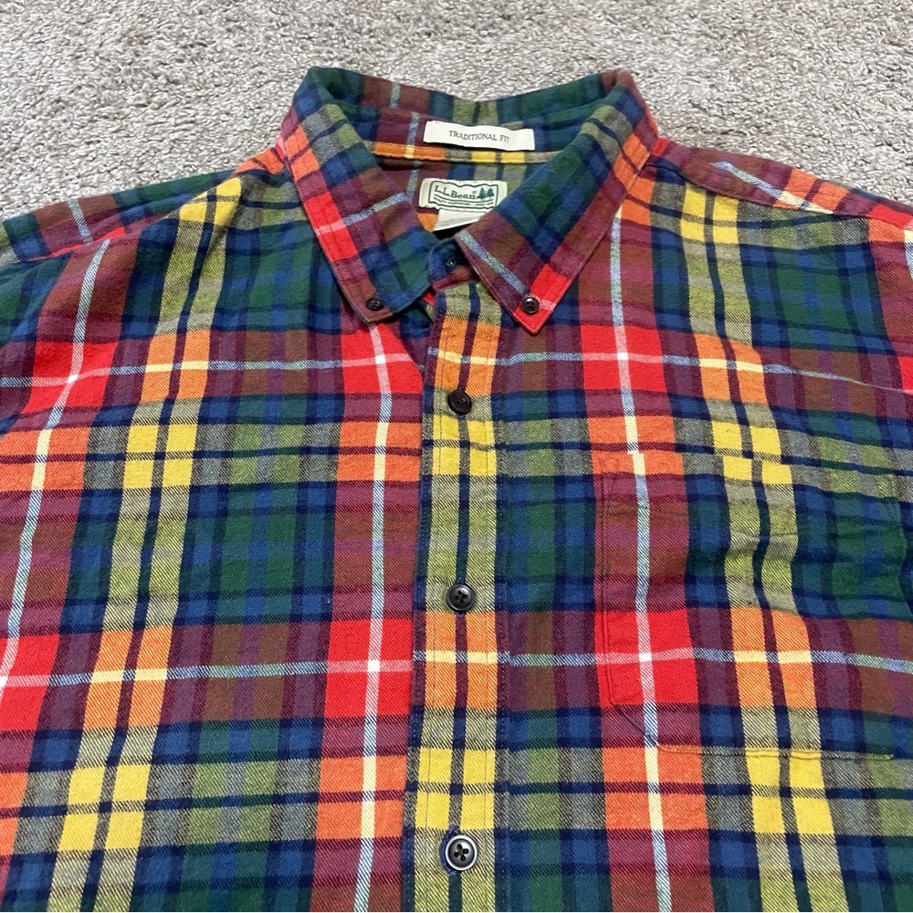 Men’s LL Bean Scotch Plaid Flannel Shirt Size XXL - Picture 2 of 3